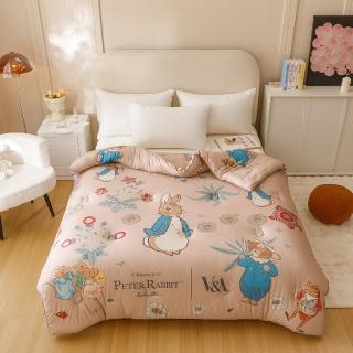 【PETER RABBIT 比得兔】比得兔與V&A博物館 兩用被床包組/日式針織保暖冬被(單人/雙人)