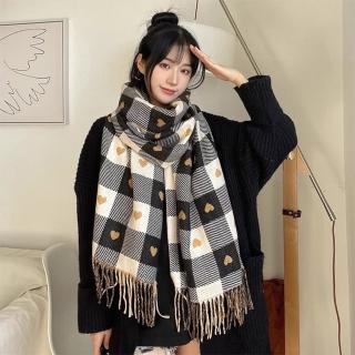 【LEEHER】格子圍巾/流蘇圍巾/保暖圍巾/羊絨圍巾/保暖圍脖/韓國圍巾/披肩圍巾/發熱圍巾/披巾/圍