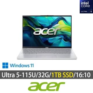 【Acer 宏碁】特仕版 14吋AI輕薄筆電(Swift Lite/SFL14-54M-54EW/Ultra5-115U/32G/改裝1TB SDD/Win11)