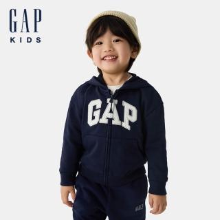 【GAP】男幼童裝 Logo刺繡連帽外套-海軍藍(744384)