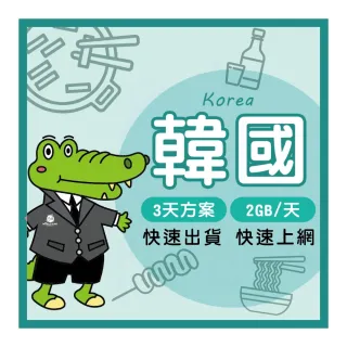 【World King】韓國上網卡_實體/eSIM-3天吃到飽(2GB/日)