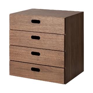 【MUJI 無印良品】胡桃木組合收納櫃/抽屜/4段(大型傢俱配送)