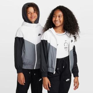 【NIKE 耐吉】外套 童裝 大童 男女童 運動連帽外套 K NSW RPL WR HD JKT 白灰黑 FZ5516-100(2S4283)