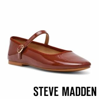 【steve madden】VINETTA 皮革圓頭瑪莉珍鞋(酒紅)