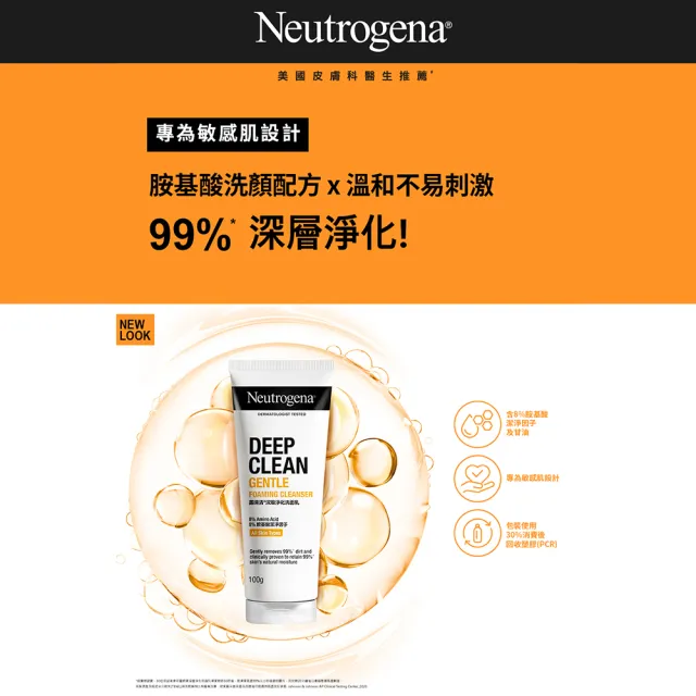 【Neutrogena 露得清】深層淨化洗面乳100g x3入(深層淨化/抗黑頭柔珠/保濕/男性/透亮/抗痘 8款任選)