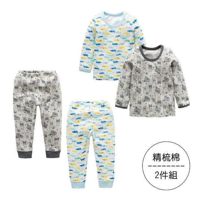 【橘魔法】（2件一組）鱷魚小熊 精梳棉居家服 套裝(長褲 褲子 內衣 內搭衣 居家服 男童 兒童 童裝)