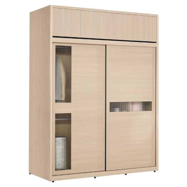 【BODEN】米達5.9尺加高型長虹玻璃衣櫃(推/拉門衣櫃+棉被收納櫃)