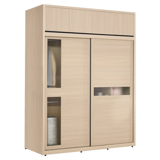 BODEN 米達4.9尺加高型長虹玻璃衣櫃(推/拉門衣櫃+棉