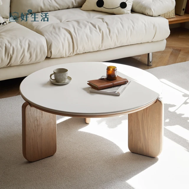 hoi! 好好生活 預購★源氏木語雙子橡木胡桃色圓形岩板茶几