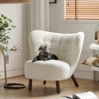 【Taoshop 淘家舖】抱抱熊沙發椅｜網紅沙發椅｜復古休閒椅 - PM051(白色仿羊羔毛)
