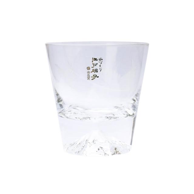 【田島硝子】日本製富士山雕花威士忌杯-親子鶴(原廠正品/江戶硝子/富士山杯/玻璃杯/酒杯)