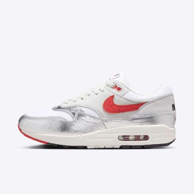 【NIKE 耐吉】Air Max 1 PRM 男 運動休閒鞋 氣墊 緩震 舒適 穿搭 金屬銀 紅(HF7746-100)