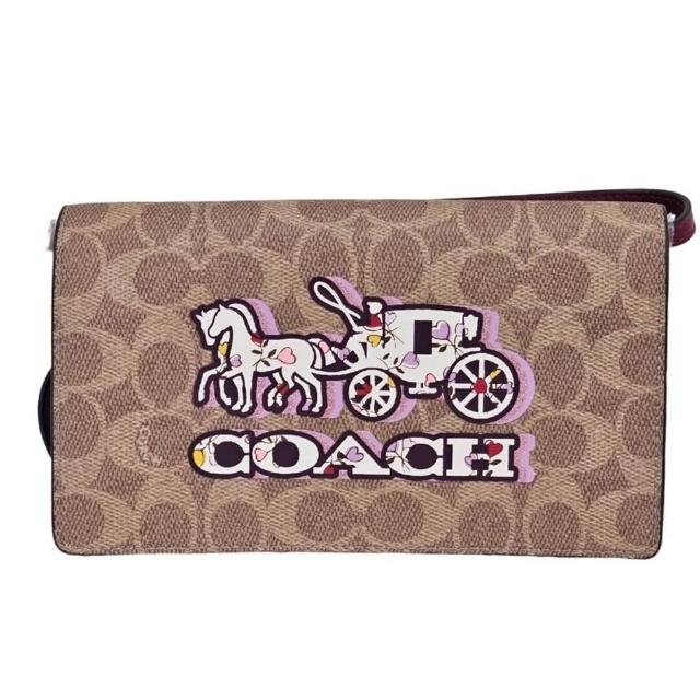 【COACH】經典 緹花馬車圖騰 PVC斜背包 WOC(贈原廠防塵袋紙袋/母親節送禮)