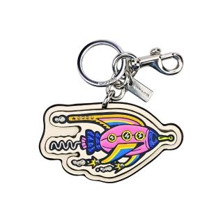 【COACH】童趣火箭圖印餅型鑰匙圈/掛飾