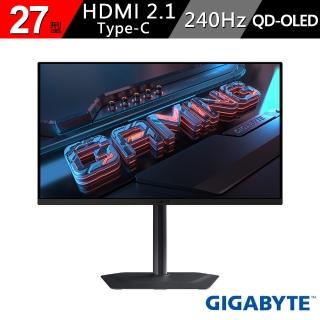 【GIGABYTE 技嘉】MO27Q2 27型 電競螢幕(2K/240Hz/0.03ms/QD-OLED/HDR True Black 400/KVM)