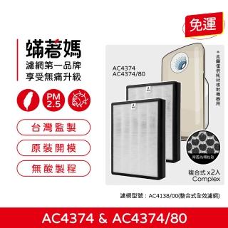 【Mitewithmom 蟎著媽】濾網2套優惠組(適用 飛利浦 PHILIPS AC4374 AC4373 空氣清淨機)