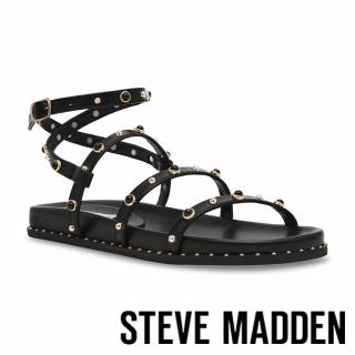【steve madden】STORMIE 羅馬鉚釘繞踝涼鞋(黑色)