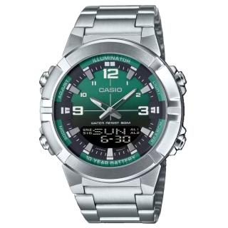 【CASIO 卡西歐】十年電力數位雙顯鋼帶男錶(AMW-870DA-3A)