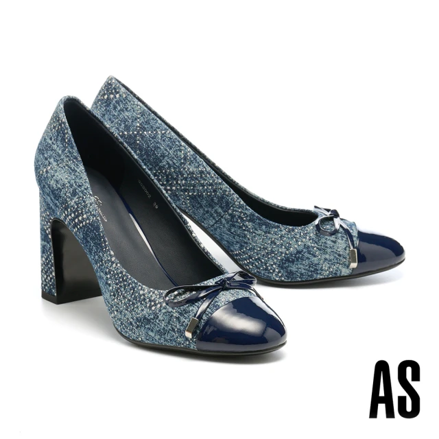 AS 集團 沉穩典雅蝴蝶結異材質美型高跟鞋(黑)優惠推薦