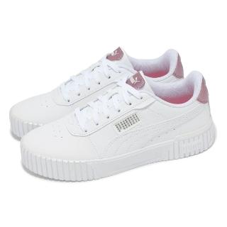【PUMA】休閒鞋 Carina 2.0 Girlpower 女鞋 白 粉 炫彩 皮革 復古 小白鞋(395095-01)