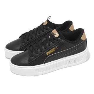 【PUMA】休閒鞋 Smash Platform V3 Pop Up 女鞋 黑 金 皮革 厚底(392504-01)