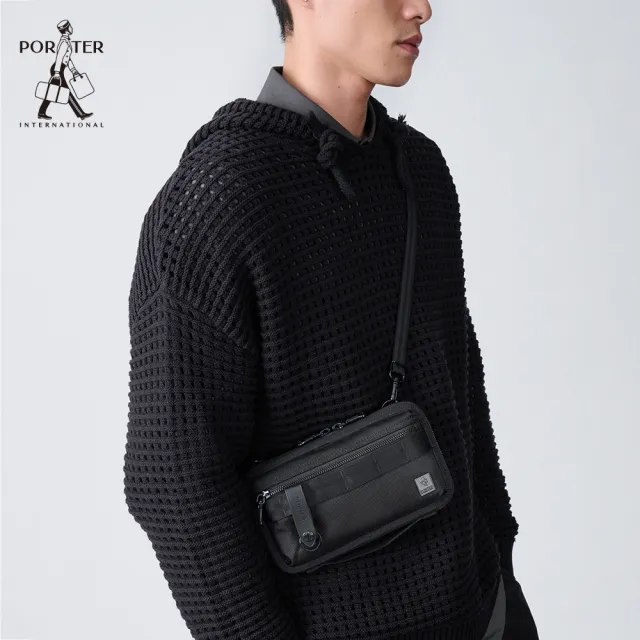 【PORTER INTERNATIONAL】自信經典NEW HEAT斜背包(黑)