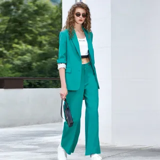 【mia mia】LOGO織帶寬口褲