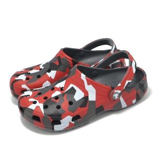【Crocs】洞洞鞋 Geo Camo Clog 男鞋 灰 紅 迷彩印花克駱格 休閒鞋 卡駱馳(2110090IE)