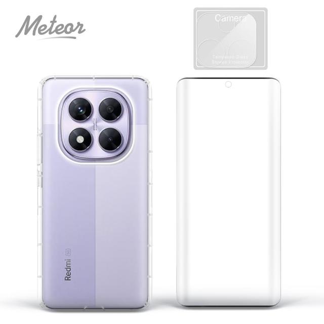 【Meteor】MI 紅米 Note 14 Pro 5G 手機保護超值3件組(透明空壓殼+3D框膠鋼化膜+鏡頭貼)