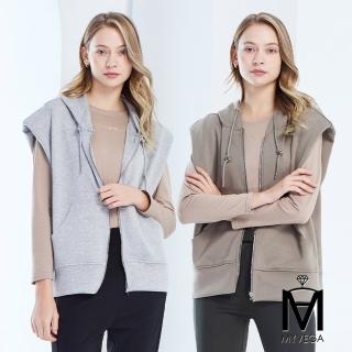 【MYVEGA 麥雪爾】MA太空棉墊肩連帽寬鬆抽繩背心外套-共三色(連帽外套/保暖外套/太空棉/背心/女外套)