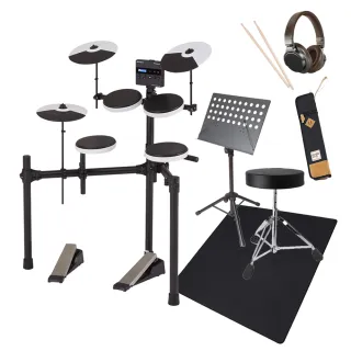 【ROLAND 樂蘭】TD-02K電子鼓+豪華配套6件組-鼓椅、耳機、鼓棒、譜架、鼓毯、鼓棒袋(原廠公司貨 保固二年)