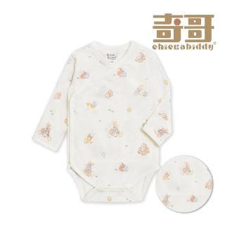 【奇哥】比得兔 嬰幼童裝 彩蛋趣長袖開襟包屁衣/兔裝-水晶紗(0-6個月)