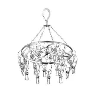 【MUAN】家用內衣襪架24夾 不鏽鋼扁鋼晾曬架 防風晾衣架 無痕夾曬襪夾 曬衣架