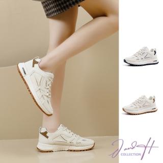 【J&H collection】韓系文青個性風格透氣增高老爹鞋 休閒鞋(棕色／藍色)