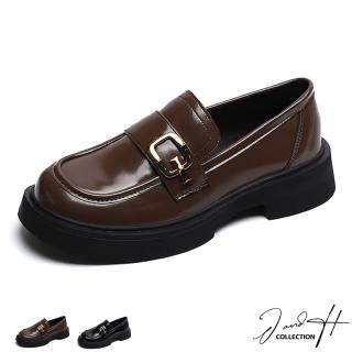 【J&H collection】復古英倫風厚底樂福鞋(現+預 咖啡色 / 黑色)
