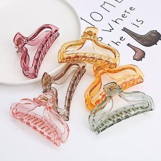【89 zone】法式古典糖果色透明鏤空 髮飾 頭飾 飾品 抓夾 邊夾 髮夾 2入(不挑款/混色隨機出貨)