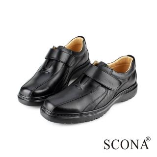 【SCONA 蘇格南】全真皮 都會輕量側帶紳士鞋(黑色 0845-1)
