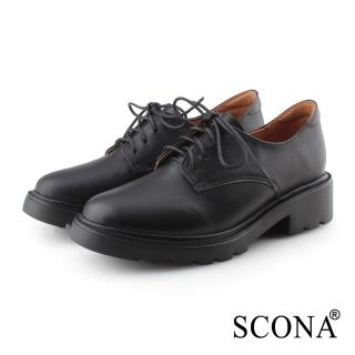【SCONA 蘇格南】復古綁帶厚底樂福鞋(黑色 31245-1)