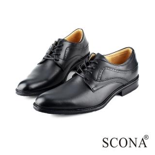 【SCONA 蘇格南】全真皮 義式經典綁帶紳士鞋(黑色 0826-1)