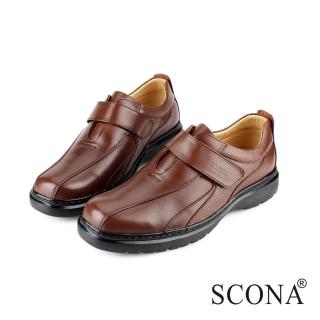 【SCONA 蘇格南】全真皮 都會輕量側帶紳士鞋(咖啡色 0845-2)