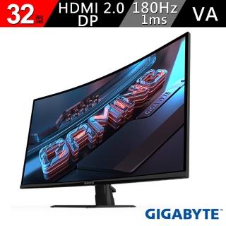 【GIGABYTE 技嘉】GS32QCA 32型 曲面電競螢幕(QHD/180Hz/1ms/VA 1500R/DP/HDMI2.0)