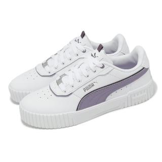 【PUMA】休閒鞋 Carina 2.0 Lux 女鞋 白 紫 皮革 復古 小白鞋(395017-10)