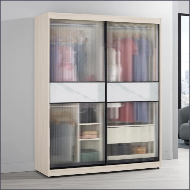 麗得傢居 科琳2.7尺三抽滑門衣櫃 推門衣櫥 收納衣櫃(台灣