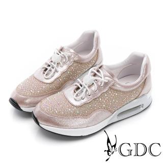 【GDC】滿版水鑽繫帶式輕量氣墊休閒鞋-香檳(426228-24)