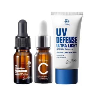 【Dr. May美博士】美白抗痘防護組(清爽防曬乳SPF50 40ml+B3抗痘精華10ml+專業C15%美白精華10ml)