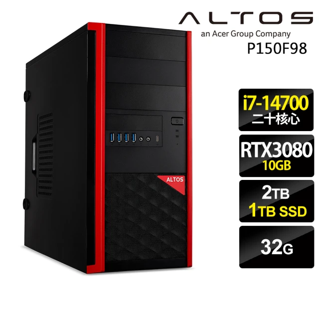 ACER 宏碁Acer 宏碁 i7獨顯RTX水冷工作站(Altos P150F8/i7-14700/32G/2TB+1TB SSD/RTX3080-10G/W11P)