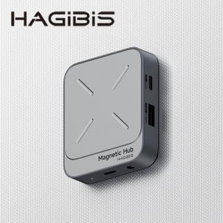 【HAGiBiS】TC100S鋁合金雙面磁吸Type-C擴充器(USB-C資料+USB-A+PD100W+TF/SD4.0槽+AUX音訊+指示燈)