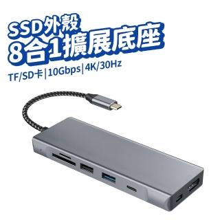 Type-C 八合一多功能轉換器擴充套件底座(筆電轉接頭 傳輸擴充轉接器 USB2.0 3.0 HDMI擴展器 SSD外殼 硬碟盒)