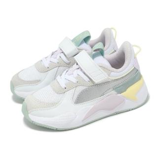 【PUMA】休閒鞋 RS-X Metallic AC+PS 中童 白 綠 魔鬼氈 小朋友 拼接 緩衝(391985-10)