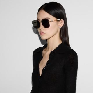 【GUCCI 古馳】方形金屬太陽眼鏡(GG1923SA-001)